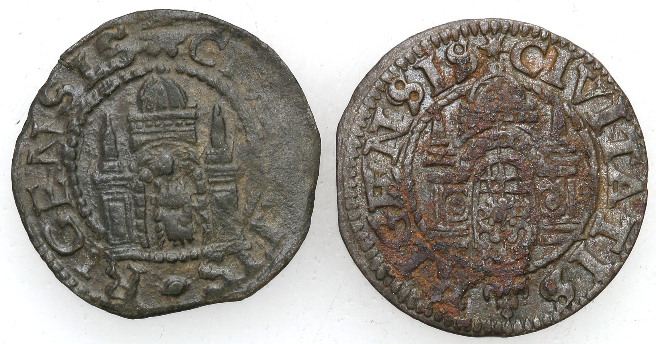 Ryga - miasto. Szeląg 1571, 1575, Ryga, zestaw 2 monet.